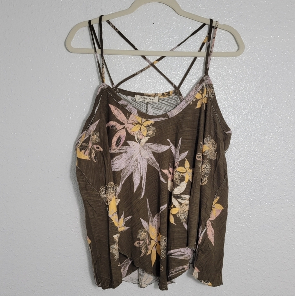 Free People Hey Girl Women's Army Combo Tropical Tank |Sz M| NWOT - Picture 3 of 9